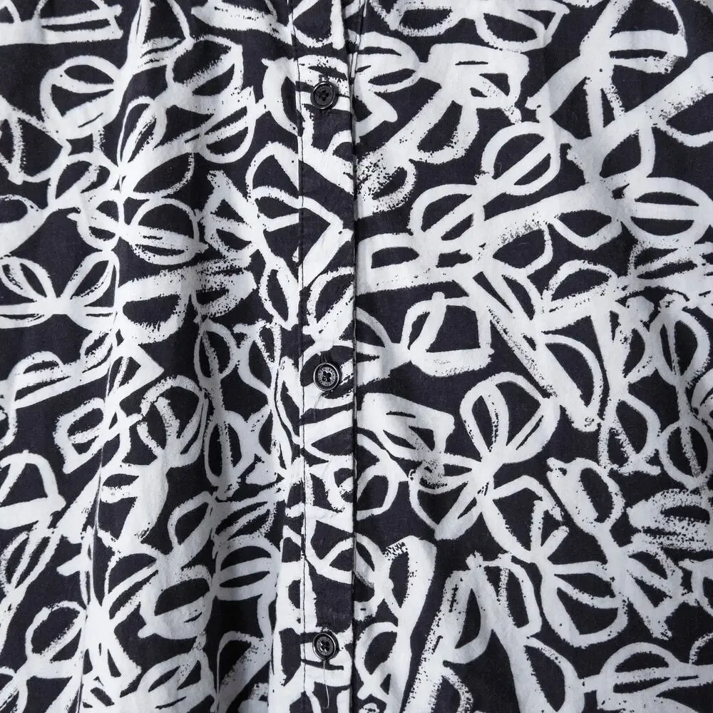 Kate Spade Shirt Dress Black White Print Size S Modernist Editorial Chic